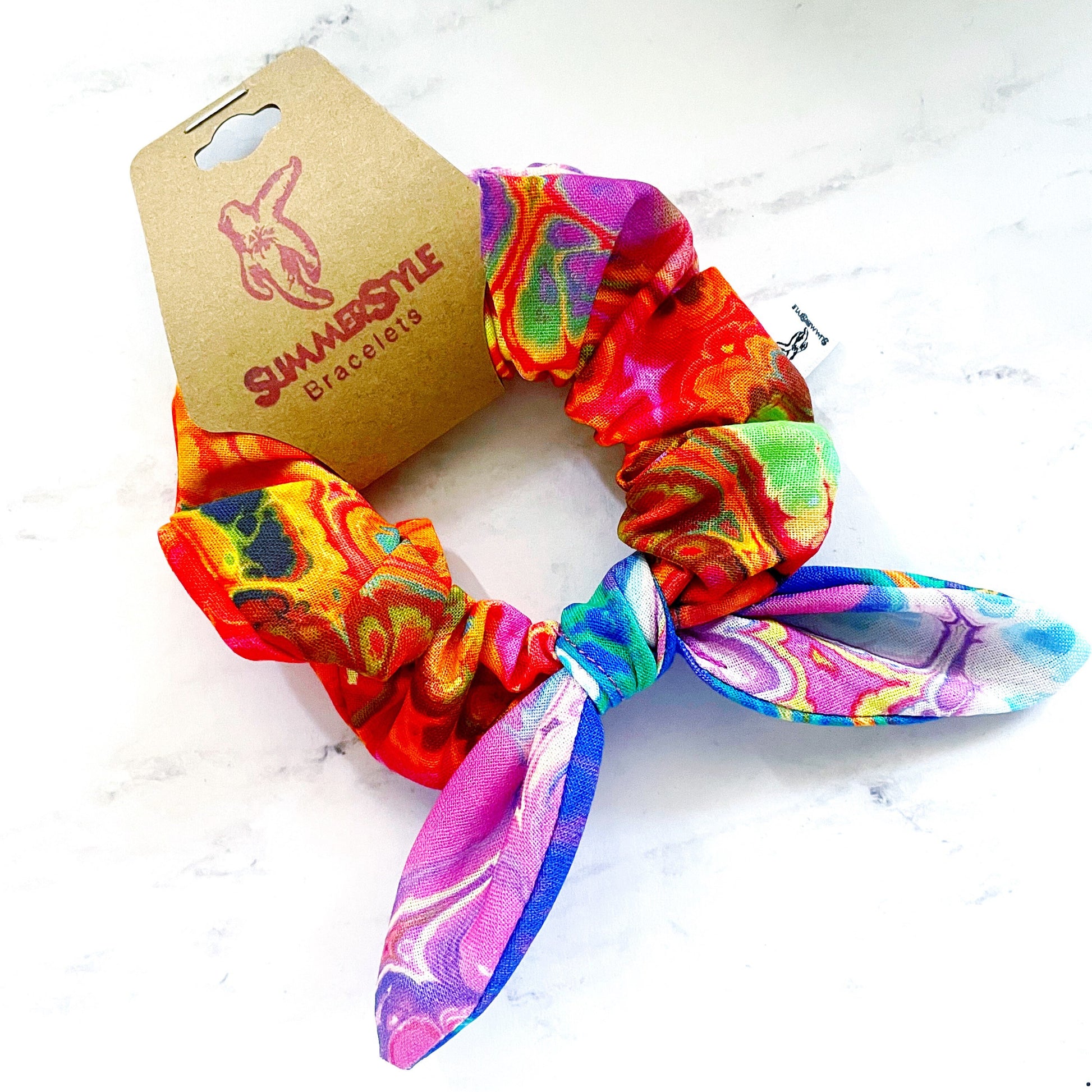 Liquid Rainbow Scrunchie, Scrunched Bow Hair Tie, Hair Bow, Pride Gift, Hair Accessories, Bow Hair Tie, SummerStyle Bracelets