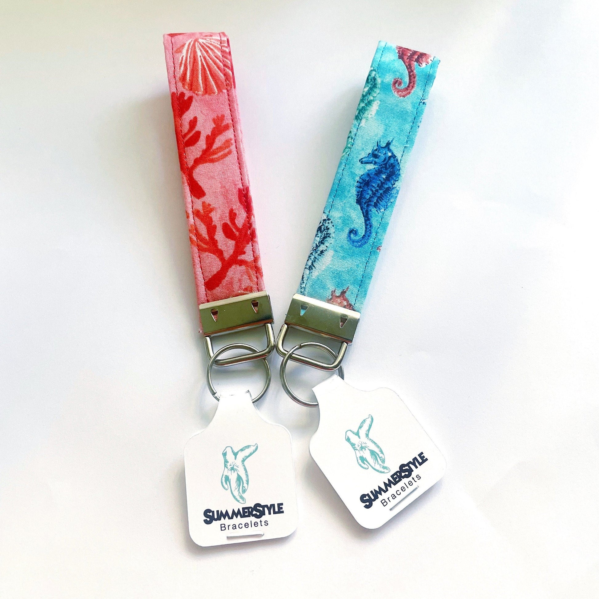 Sea Life Key Fob Wristlet, 5.5in Wristlet Lanyard, Keychain Wristlet, Handmade Lanyard, SummerStyle Bracelets