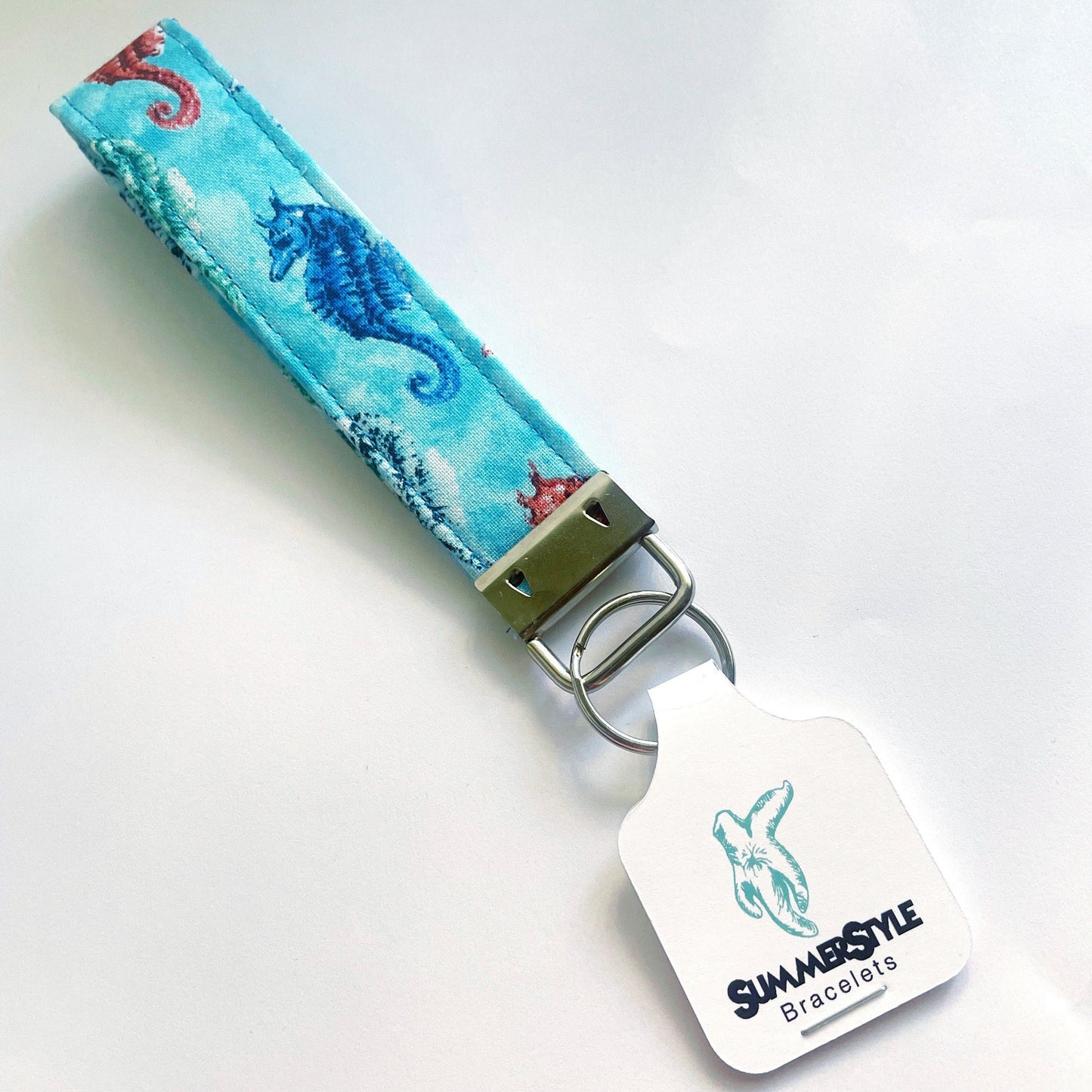 Sea Life Key Fob Wristlet, 5.5in Wristlet Lanyard, Keychain Wristlet, Handmade Lanyard, SummerStyle Bracelets