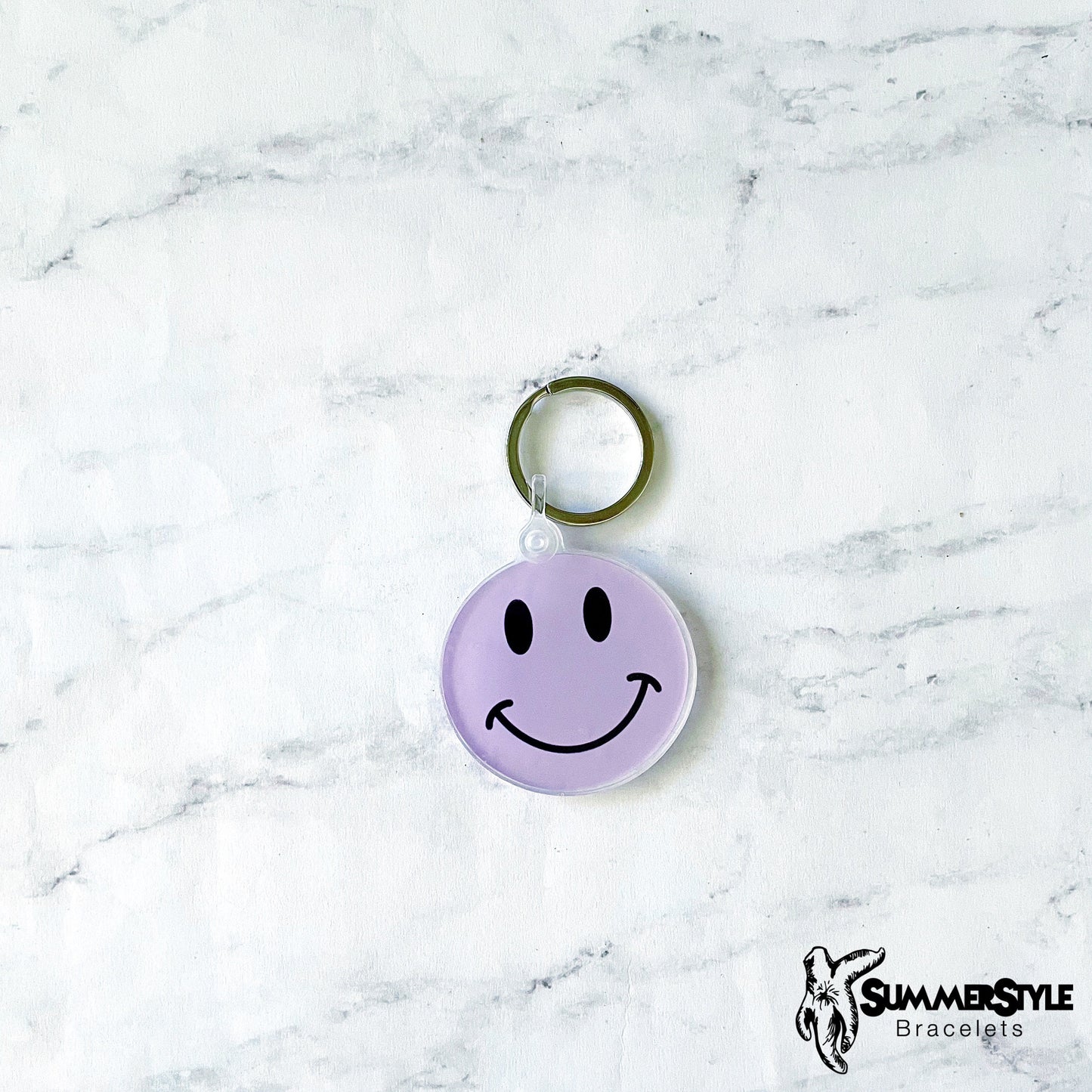 Happy Face Acrylic Keychain, Happy Gift, Backpack Keychain, SummerStyle Bracelets