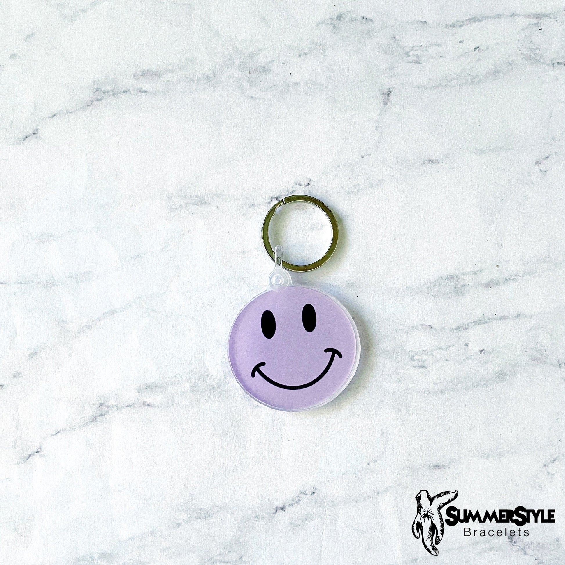 Happy Face Acrylic Keychain, Happy Gift, Backpack Keychain, SummerStyle Bracelets