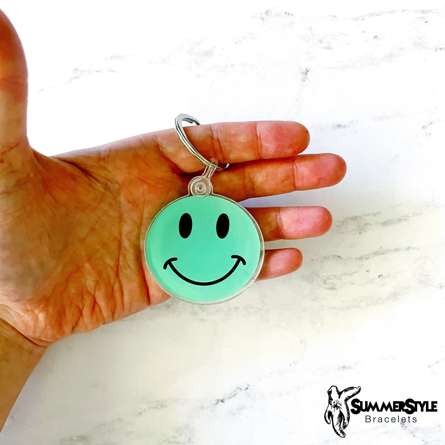 Happy Face Acrylic Keychain, Happy Gift, Backpack Keychain, SummerStyle Bracelets