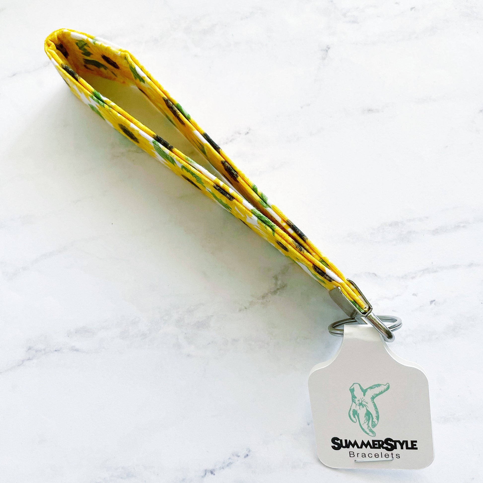 Sunny Sunflower Key Fob Wristlet, 6.5in Wristlet Lanyard, Keychain Wristlet, Handmade Lanyard, SummerStyle Bracelets