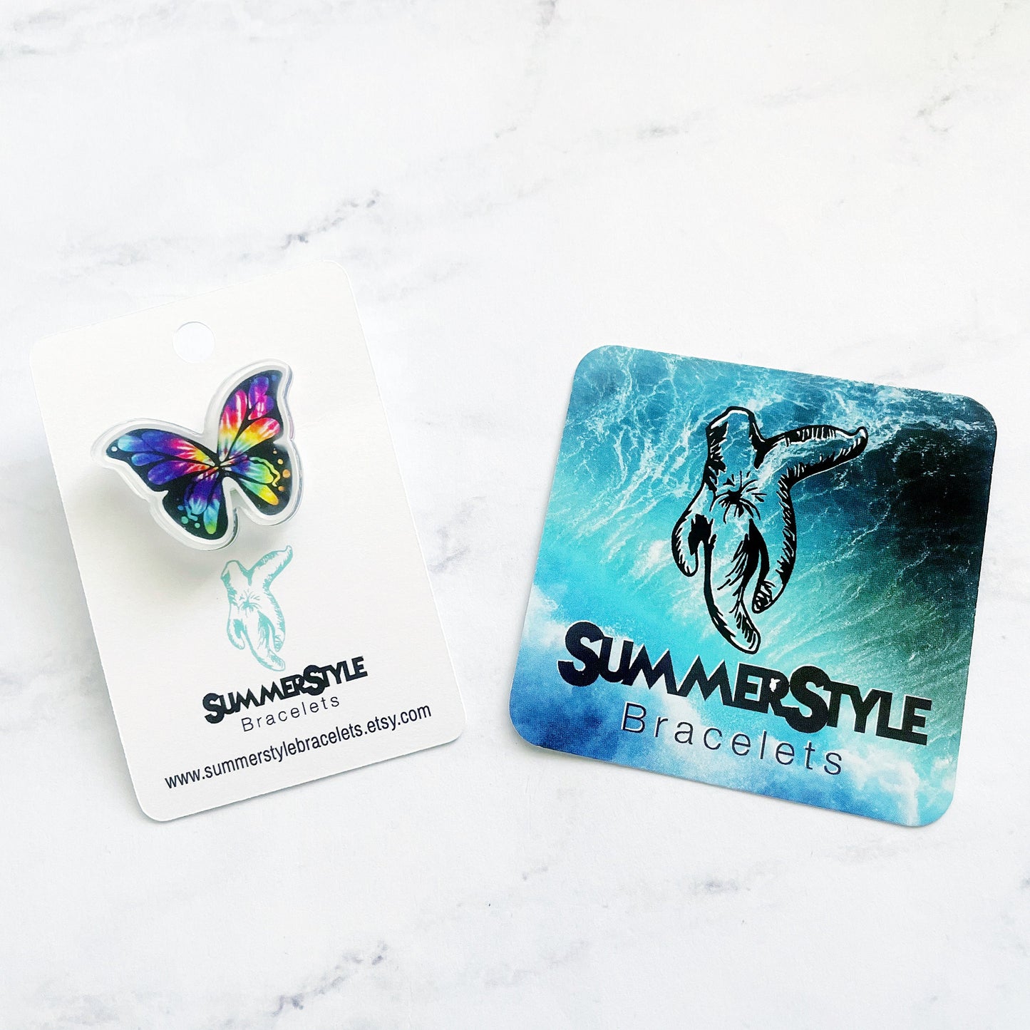 Rainbow Butterfly Acrylic Pin, Backpack Pin, Summer Pin, Butterfly Gift, Mini Acrylic Pin, SummerStyle Bracelets