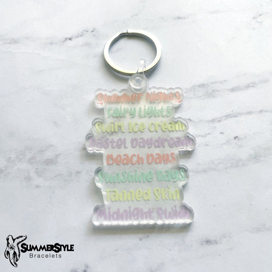 Summer Things Acrylic Keychain, Backpack Keychain, Summer Gift, Summer Keychain, SummerStyle Bracelets