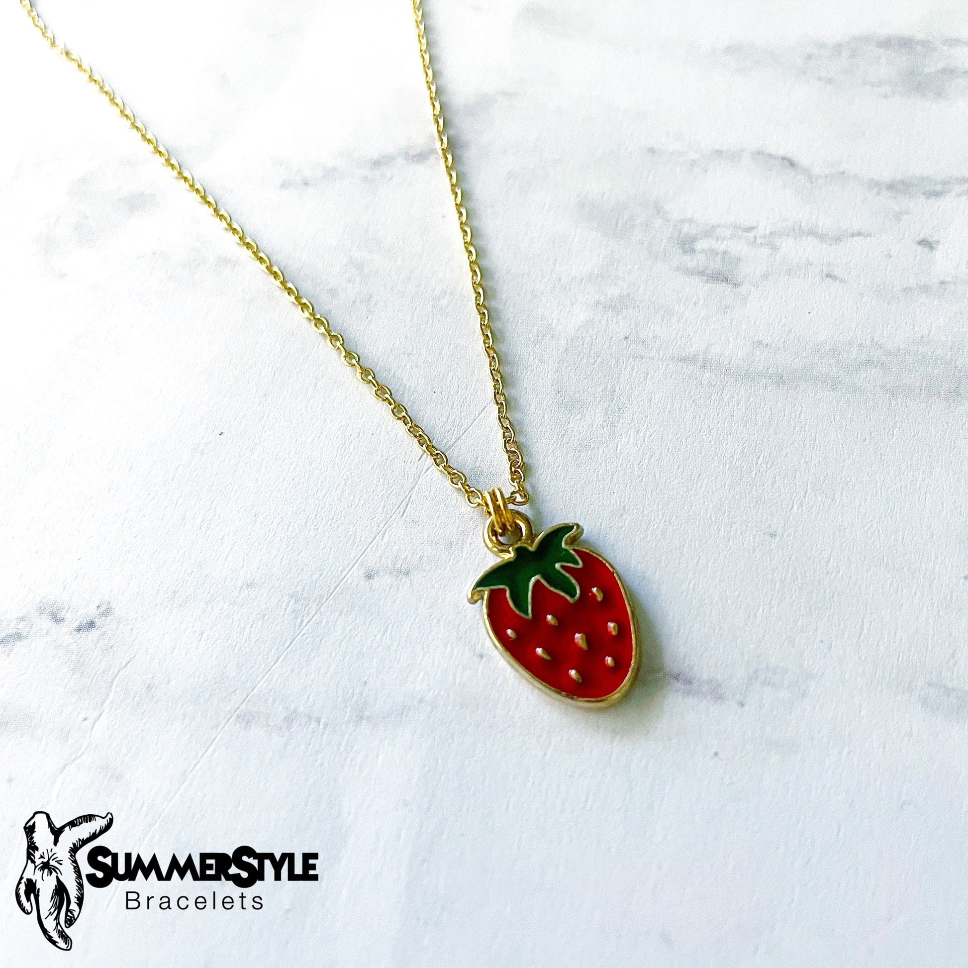 Dainty Fruit Charm Necklace, Strawberry Necklace, Banana Necklace, Gold Chain Necklace, SummerStyle Bracelets