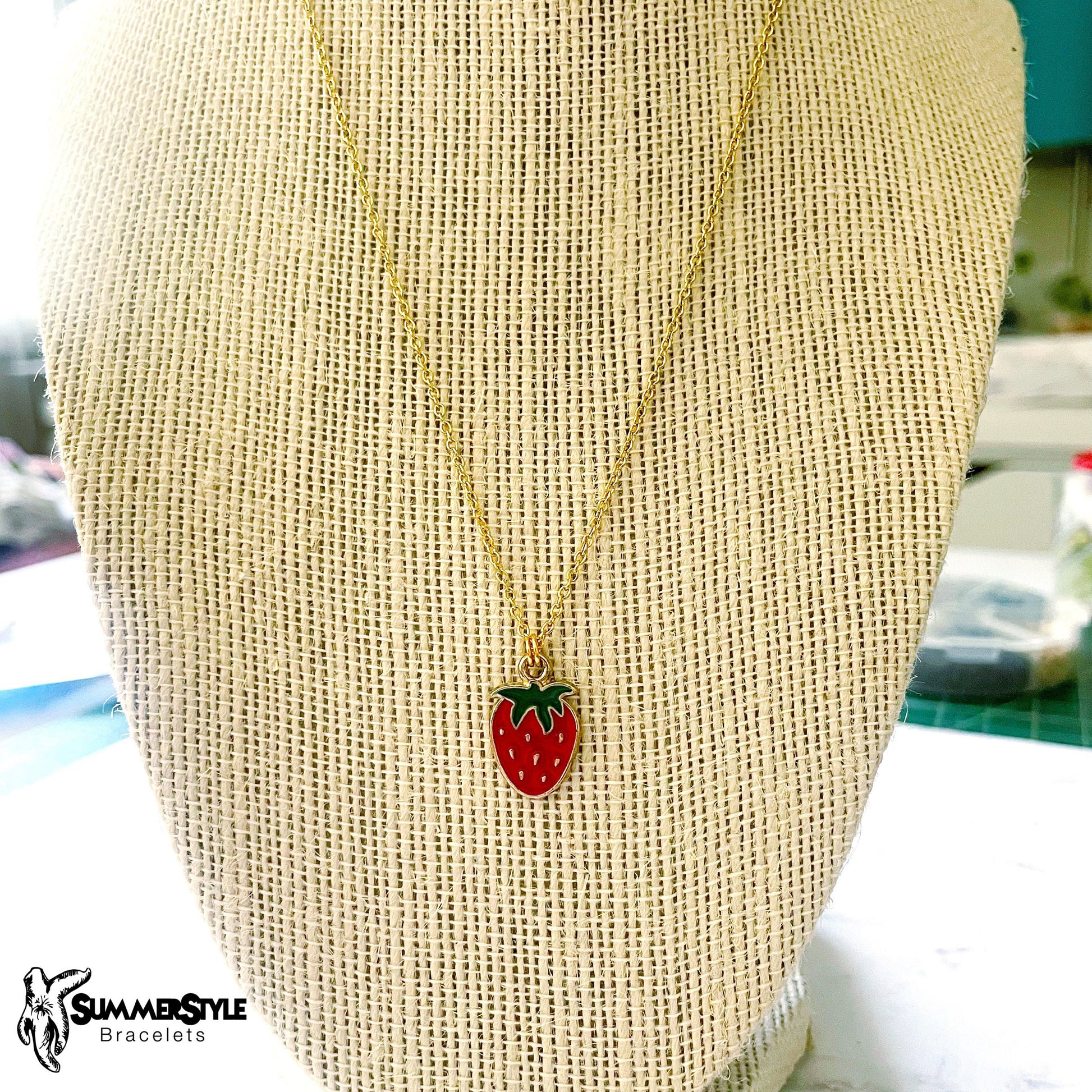 Dainty Fruit Charm Necklace, Strawberry Necklace, Banana Necklace, Gold Chain Necklace, SummerStyle Bracelets