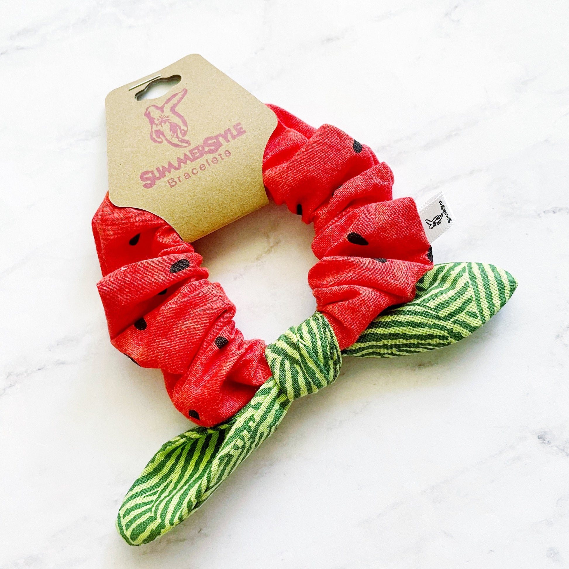 Watermelon Duo Scrunchie, Scrunched Bow Hair Tie, Hair Bow, Watermelon Gift, Hair Accessories, Bow Hair Tie, SummerStyle Bracelets