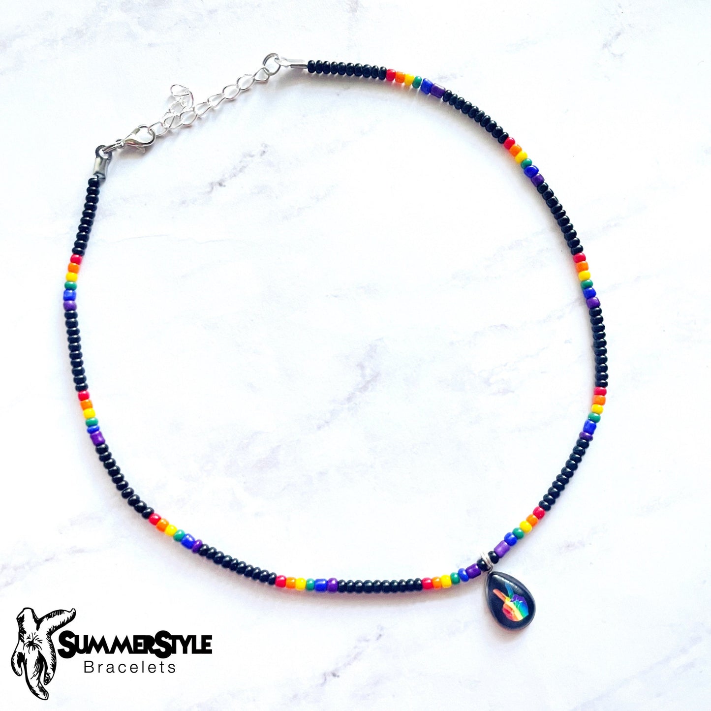 Pride Rainbow Seed Bead Choker, Choker Necklace, Seed Bead Choker, Pride Jewelry, SummerStyle Bracelets