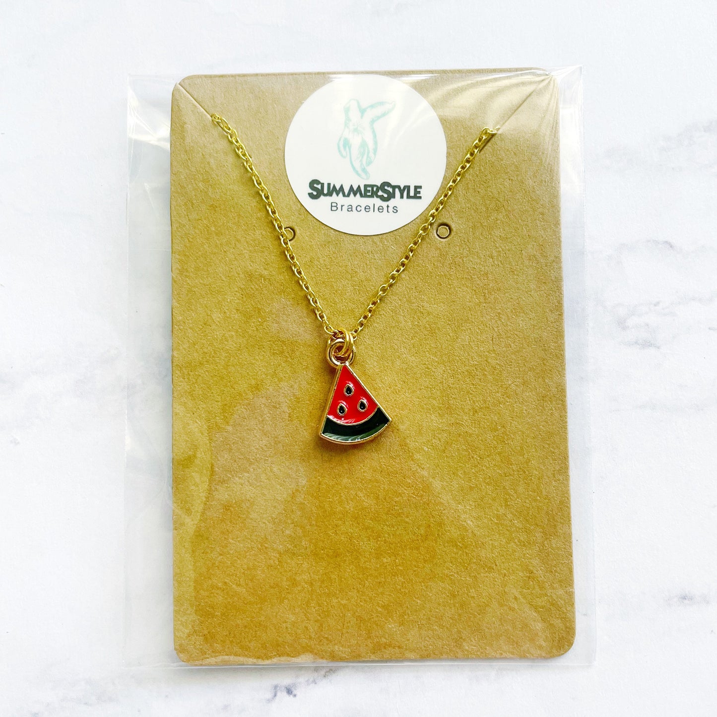 Dainty Watermelon Slice Charm Necklace, Watermelon Necklace, Fruit Jewelry, Gold Chain Necklace, SummerStyle Bracelets