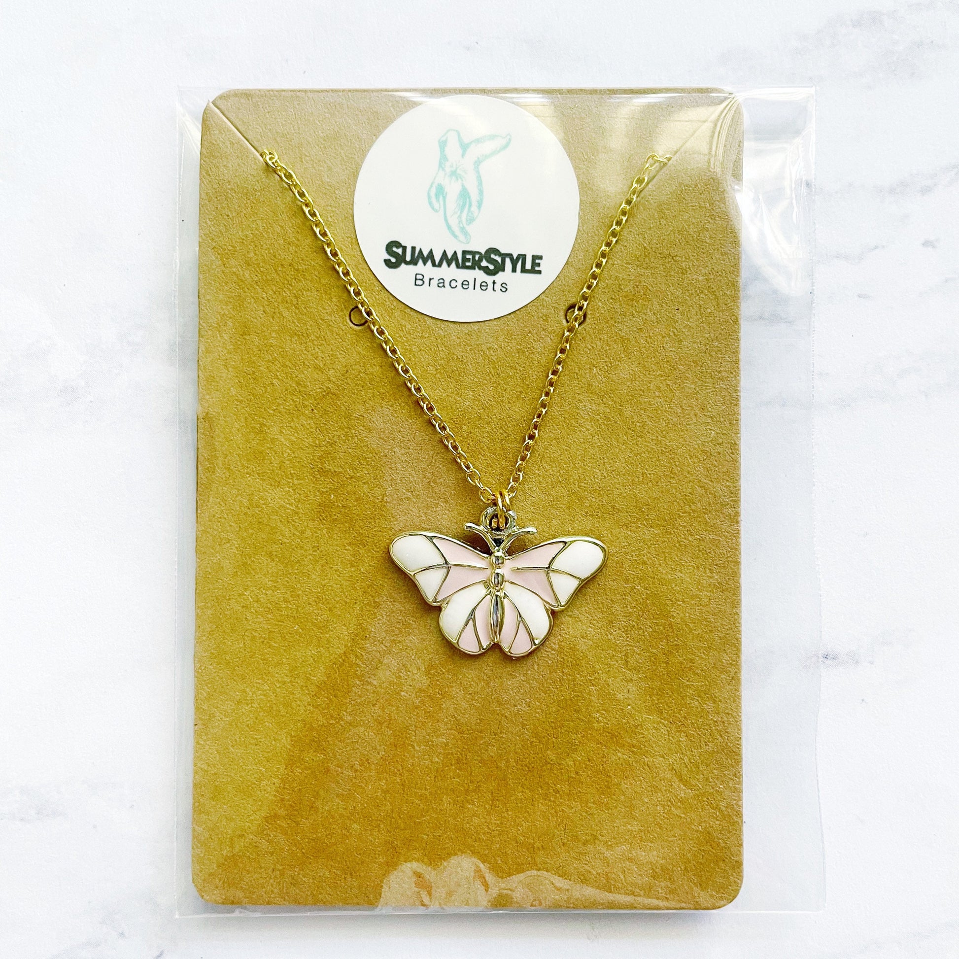 Dainty Pink Butterfly Necklace, Butterfly Jewelry, Gold Chain Necklace, SummerStyle Bracelets