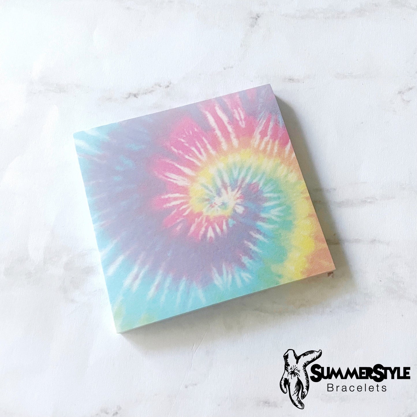 Mini Rainbow Tie Dye Notepad, Sticky Notes, Office Stationery, SummerStyle Bracelets