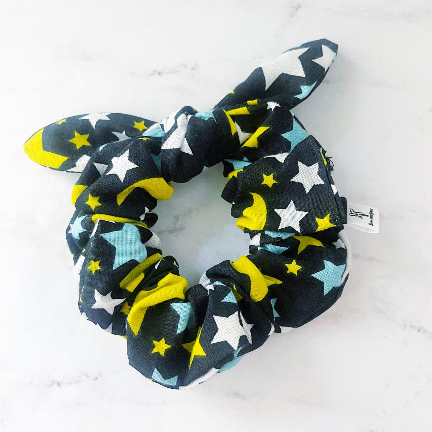 Dark Stars Scrunchie, Scrunched Bow Hair Tie, Hair Bow, Hair Accessories, Moon & Stars Gift, SummerStyle Bracelets