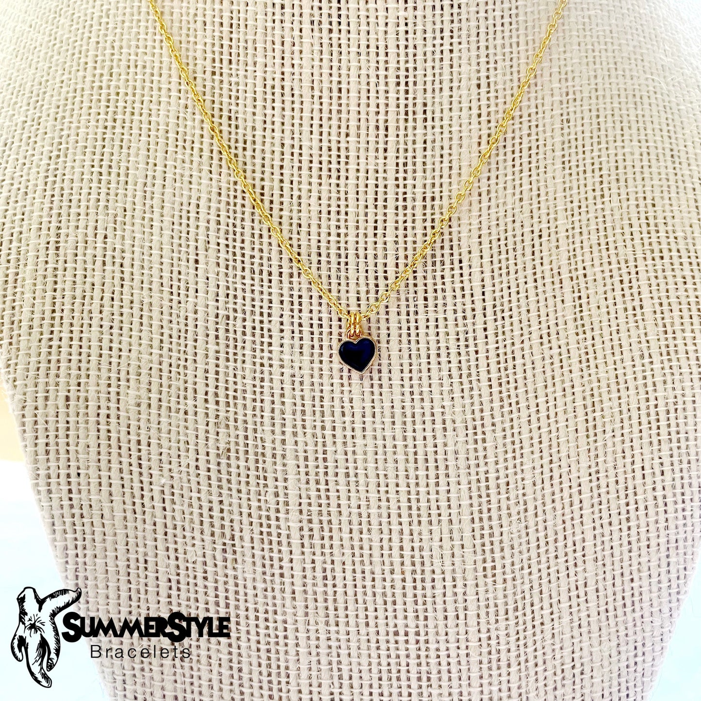 Dainty Black Heart Necklace, Heart Jewelry, Gold Chain Necklace, SummerStyle Bracelets