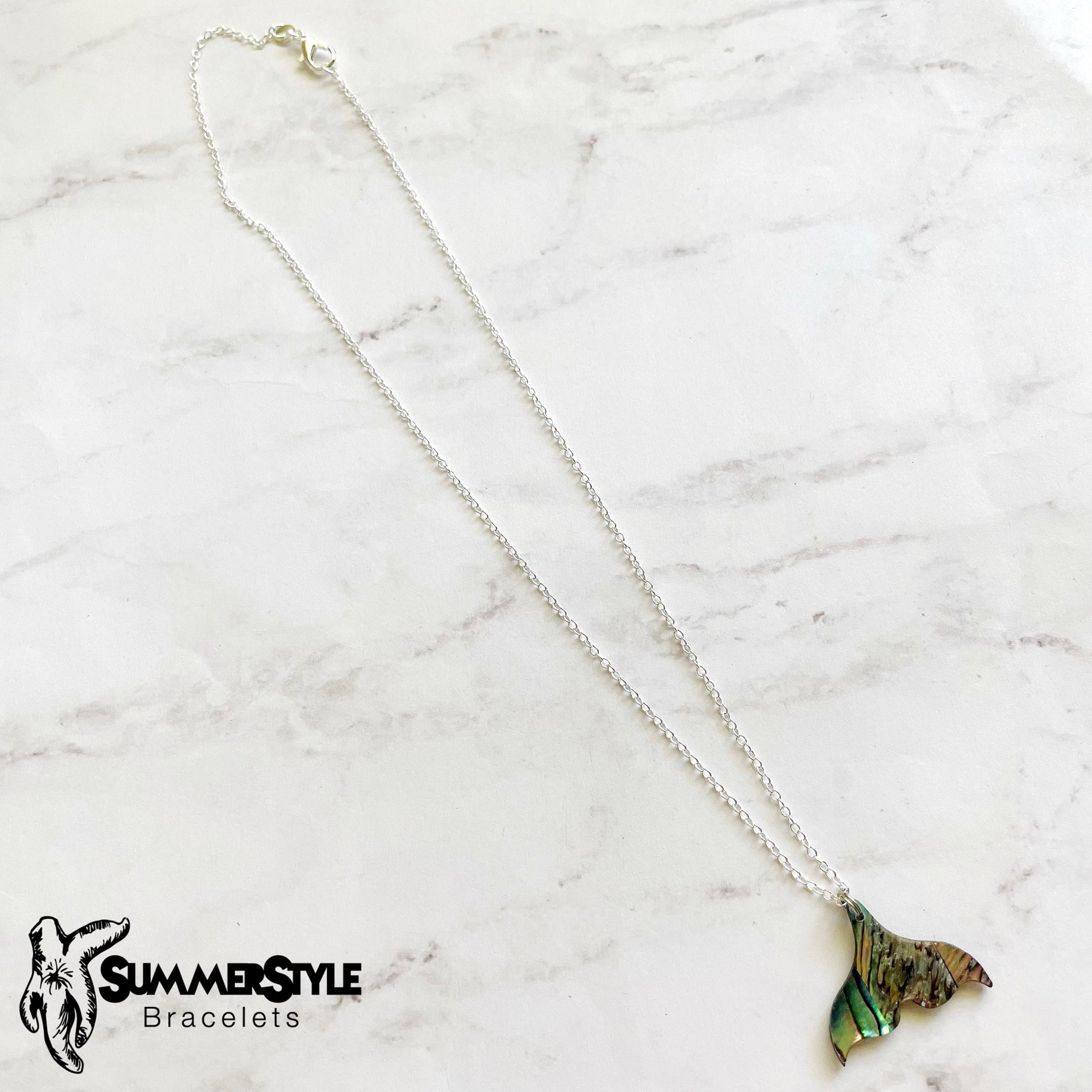 Abalone Mermaid Tail Necklace, Mermaid Jewelry, Abalone Shell Pendant, Silver Chain Necklace, SummerStyle Bracelets