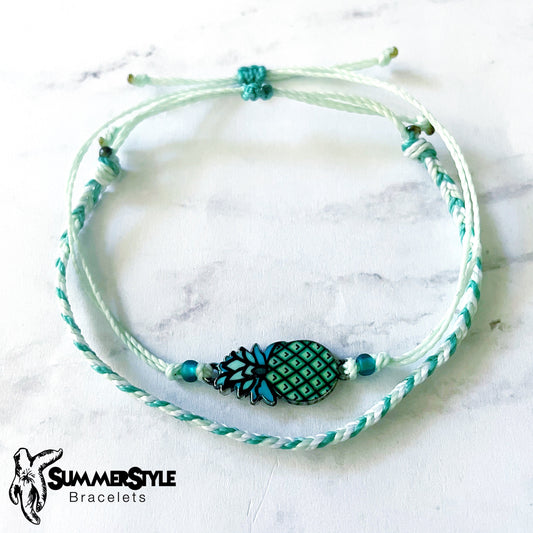 Mint Pineapple Adjustable Waterproof Bracelet Pack, Pineapple Bracelet, Pineapple Jewelry, SummerStyle Bracelets