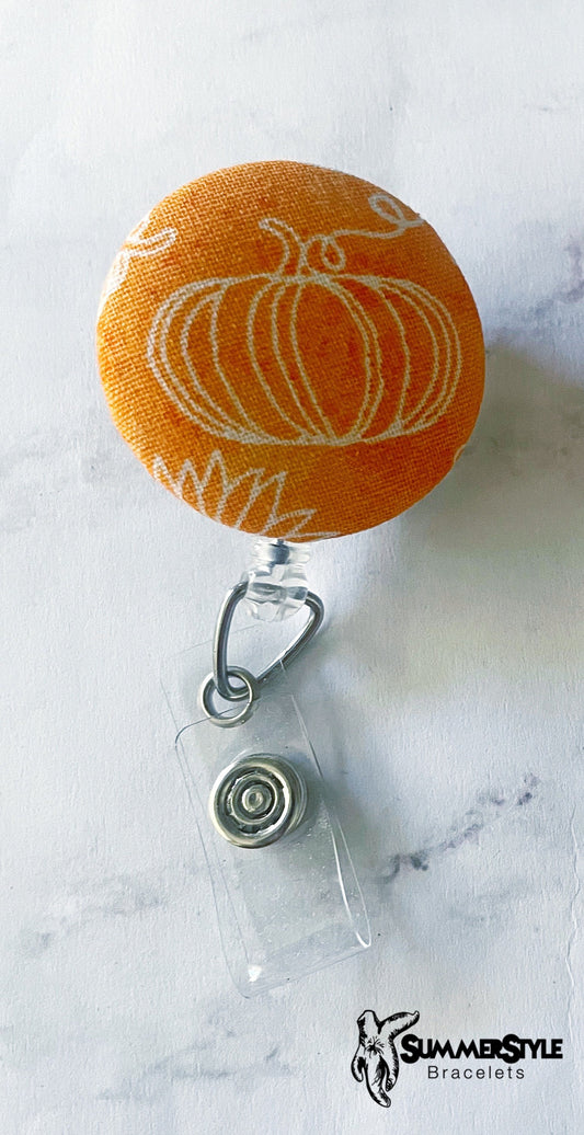 Fall Fabric Button Badge Reel, Retractable Badge Reel, ID Holder, Credential Clip, SummerStyle Bracelets