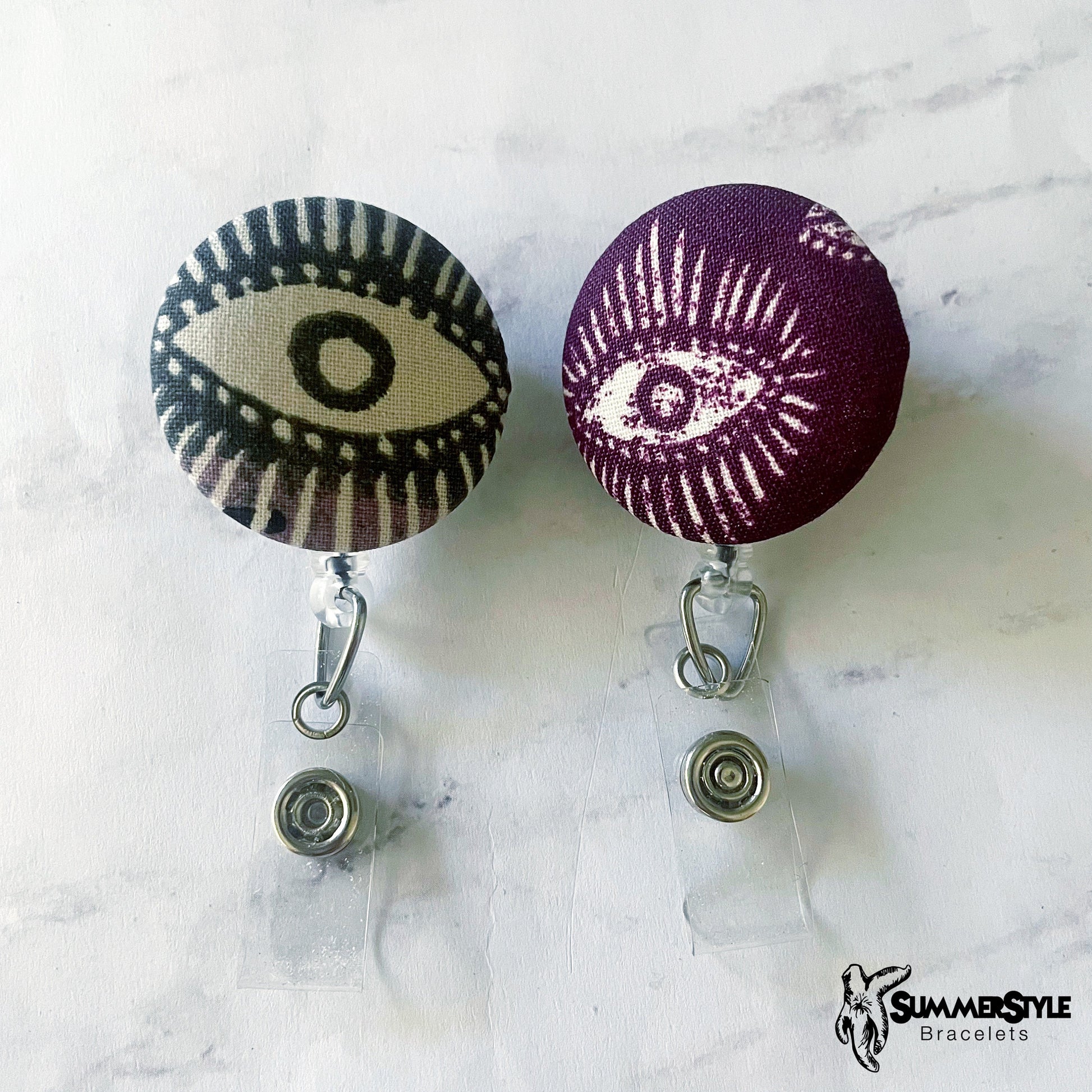 All Seeing Eye Fabric Button Badge Reel, Retractable Badge Reel, ID Holder, Credential Clip, SummerStyle Bracelets