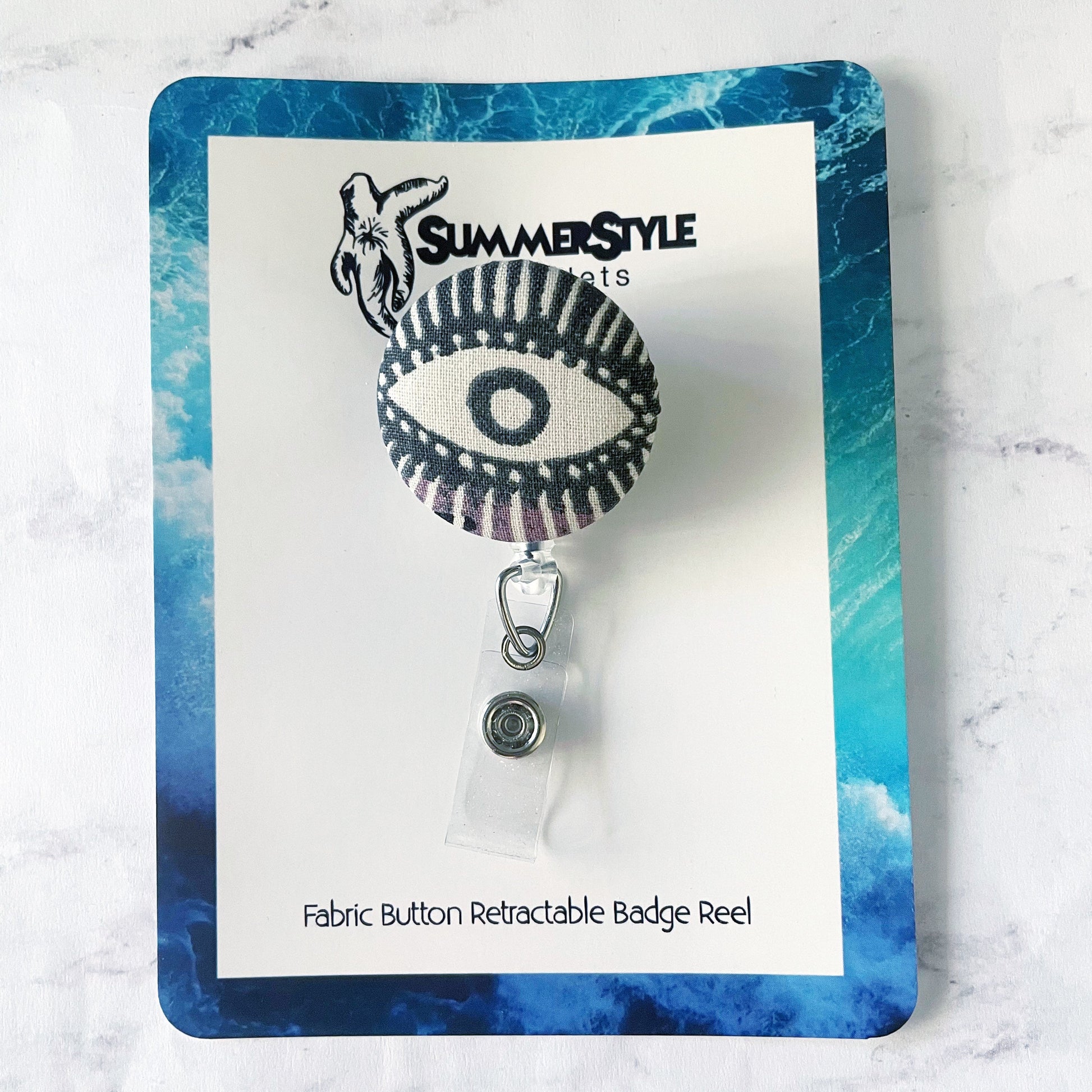 All Seeing Eye Fabric Button Badge Reel, Retractable Badge Reel, ID Holder, Credential Clip, SummerStyle Bracelets