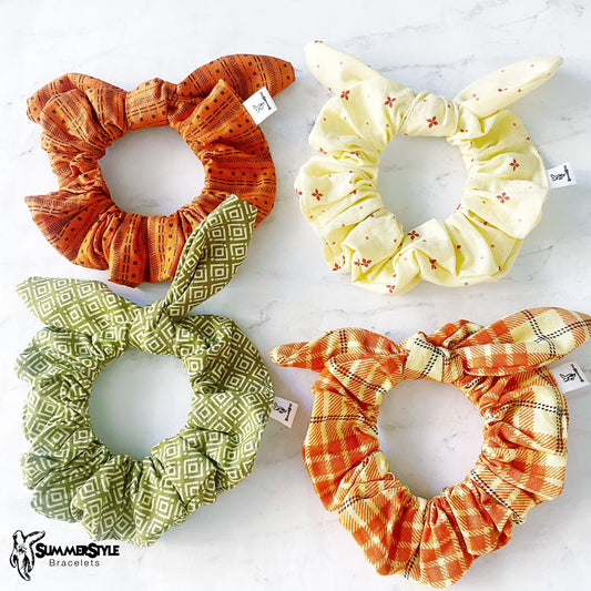 Autumn Prints Scrunchie, Fall Accessories, Hair Bow, Hair Accessories, Bow Hair Tie, SummerStyle Bracelets