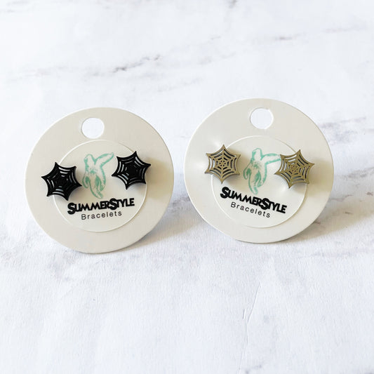 Spider Web Stud Earrings, Stainless Steel Earrings, Web Earrings, Halloween Earrings, SummerStyle Bracelets