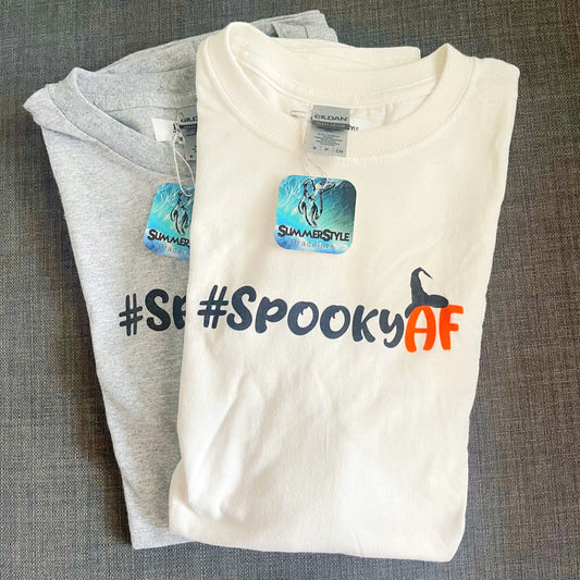 Halloween Unisex #SpookyAF Cotton T-shirt, Halloween Apparel, Screen Printed Tee, SummerStyle Bracelets