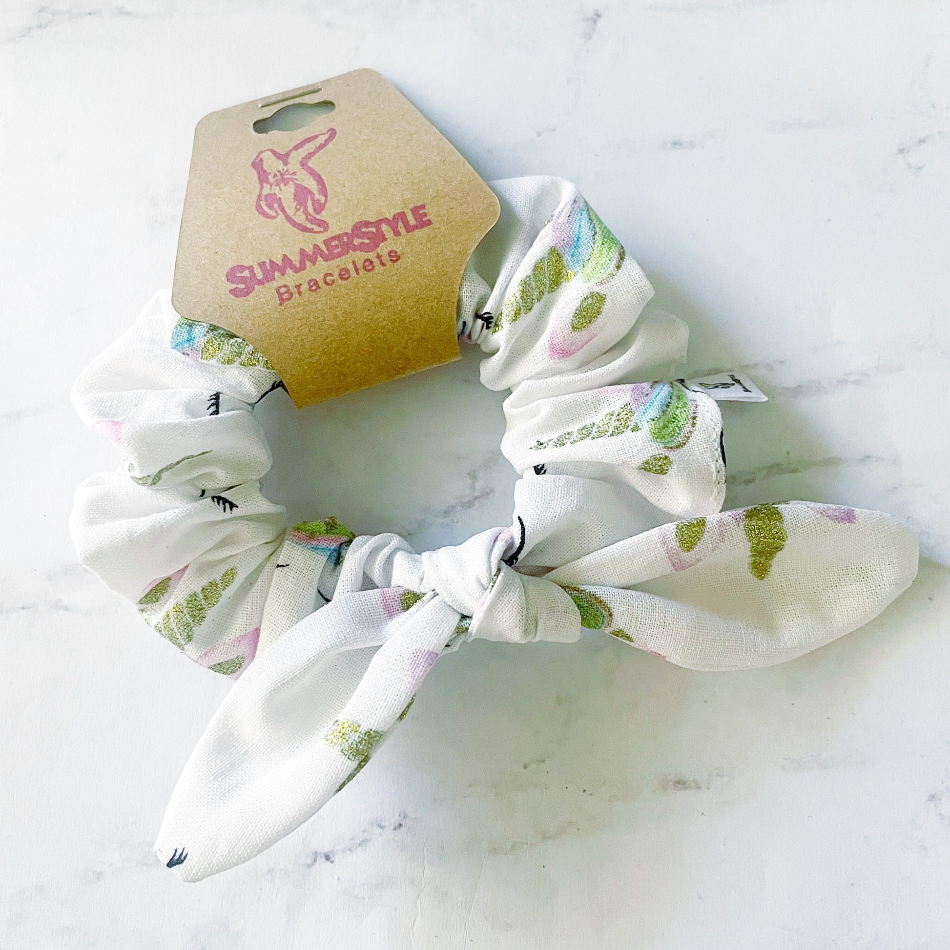 White Unicorn Scrunchie, Scrunched Bow Hair Tie, Hair Bow, Unicorn Gift, Hair Accessories, Bow Hair Tie, SummerStyle Bracelets