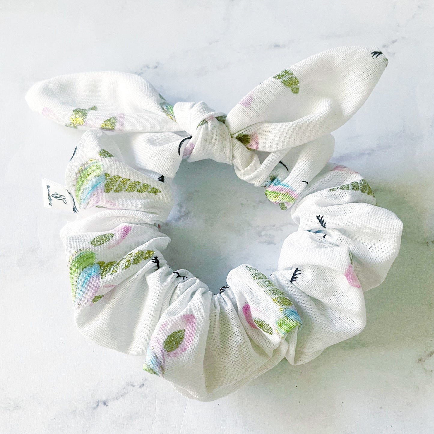 White Unicorn Scrunchie, Scrunched Bow Hair Tie, Hair Bow, Unicorn Gift, Hair Accessories, Bow Hair Tie, SummerStyle Bracelets