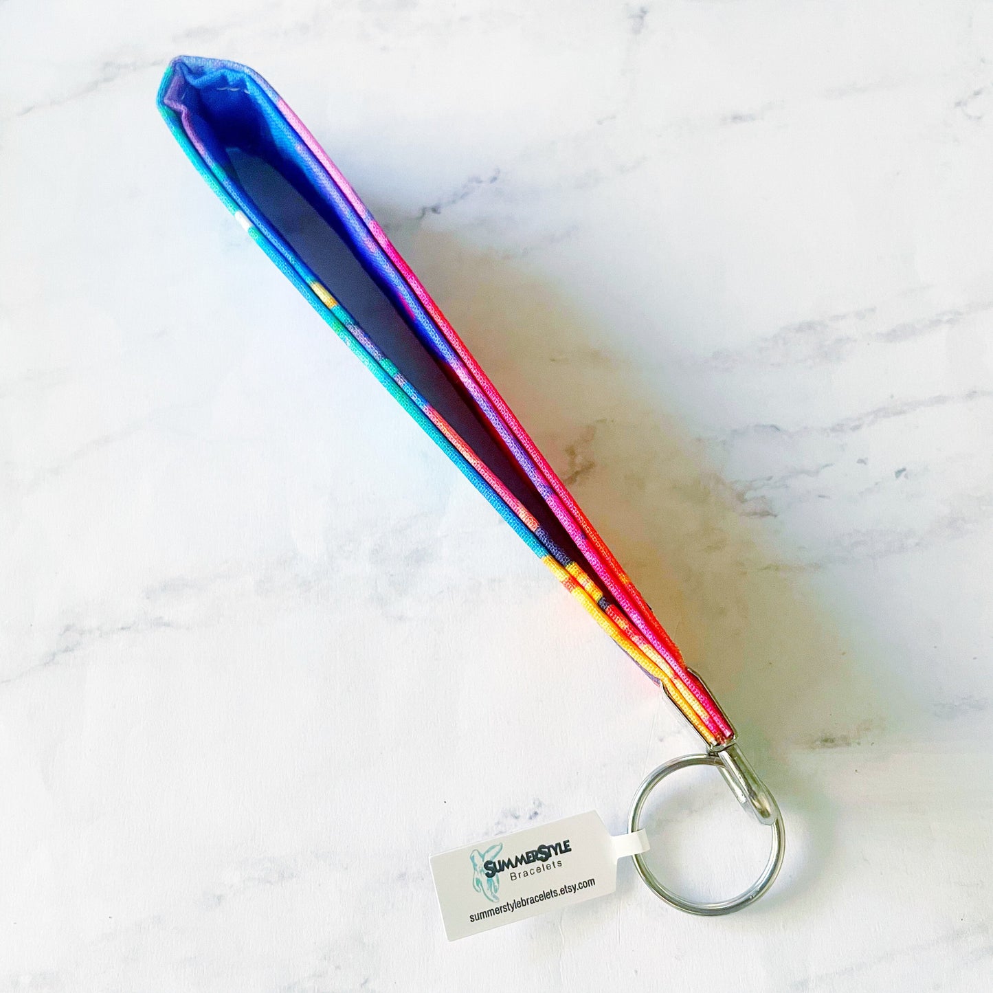 Liquid Rainbow Key Fob Wristlet, 6.5in Wristlet Lanyard, Keychain Wristlet, Handmade Lanyard, SummerStyle Bracelets