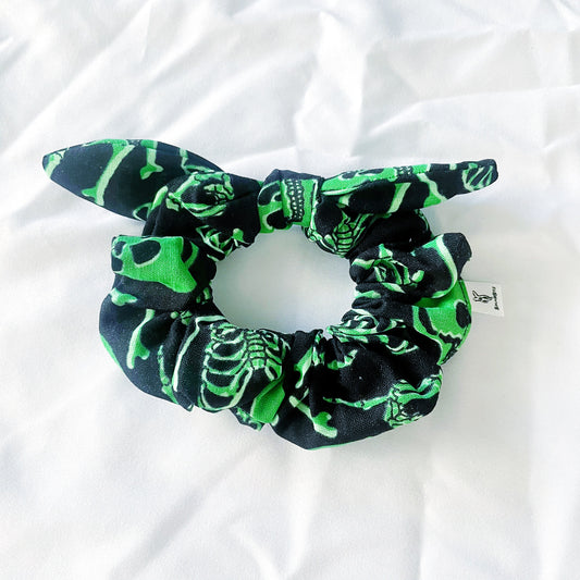 Glow in the Dark Skeleton Scrunchie, Halloween Accessories, Bow Scrunchie, Hair Accessories, Bow Hair Tie, SummerStyle Bracelets