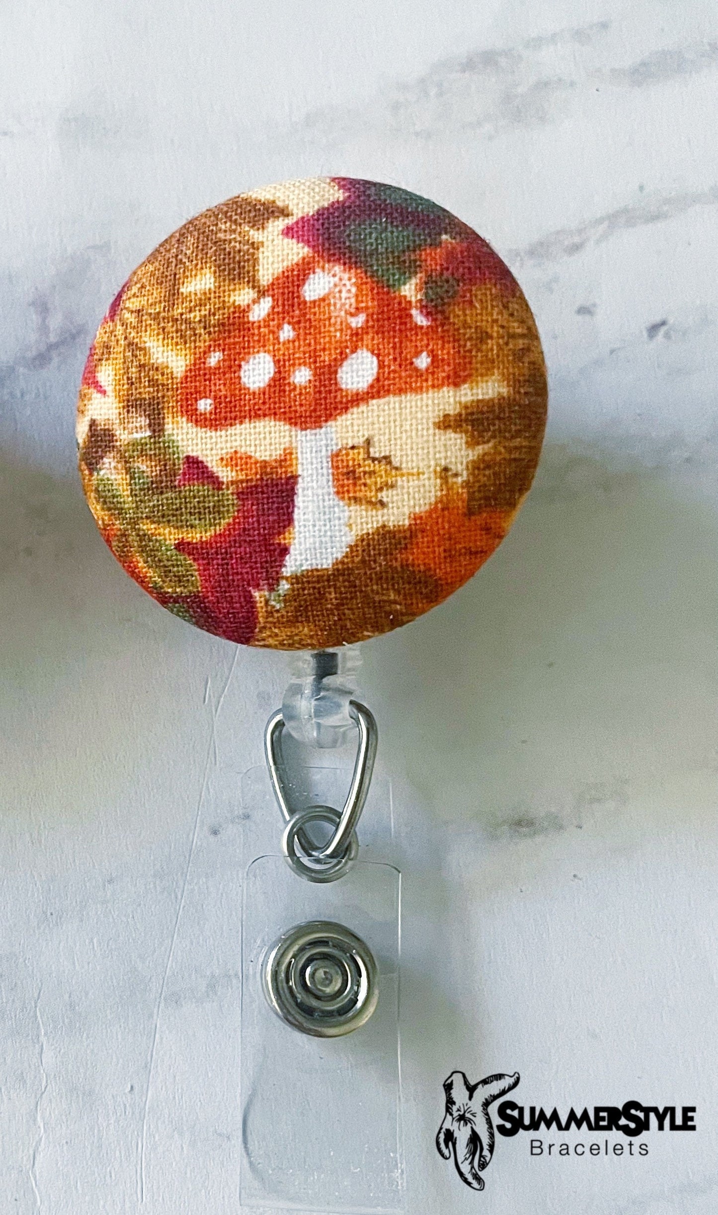 Fall Fabric Button Badge Reel, Retractable Badge Reel, ID Holder, Credential Clip, SummerStyle Bracelets