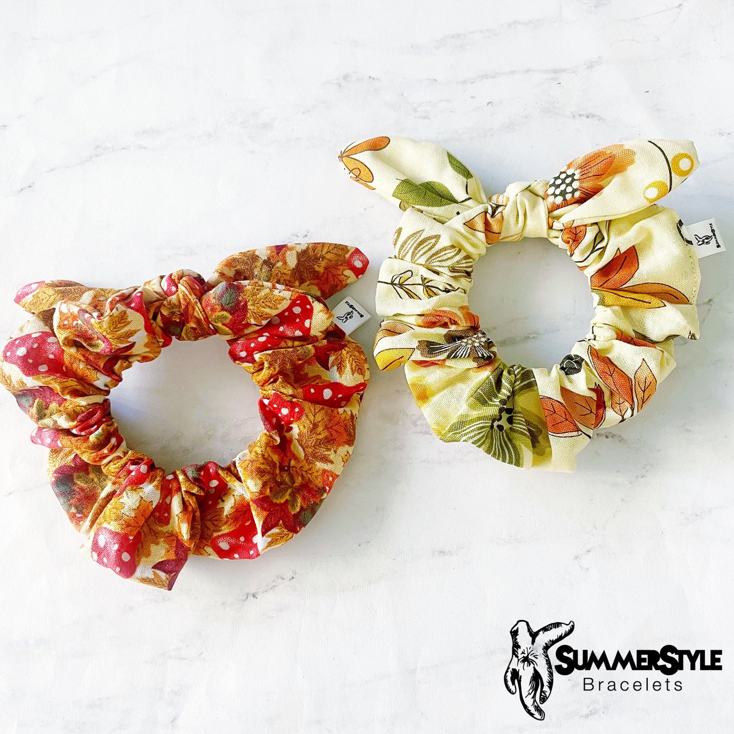 Fall Floral Scrunchie, Halloween Accessories, Hair Bow, Hair Accessories, Bow Hair Tie, SummerStyle Bracelets