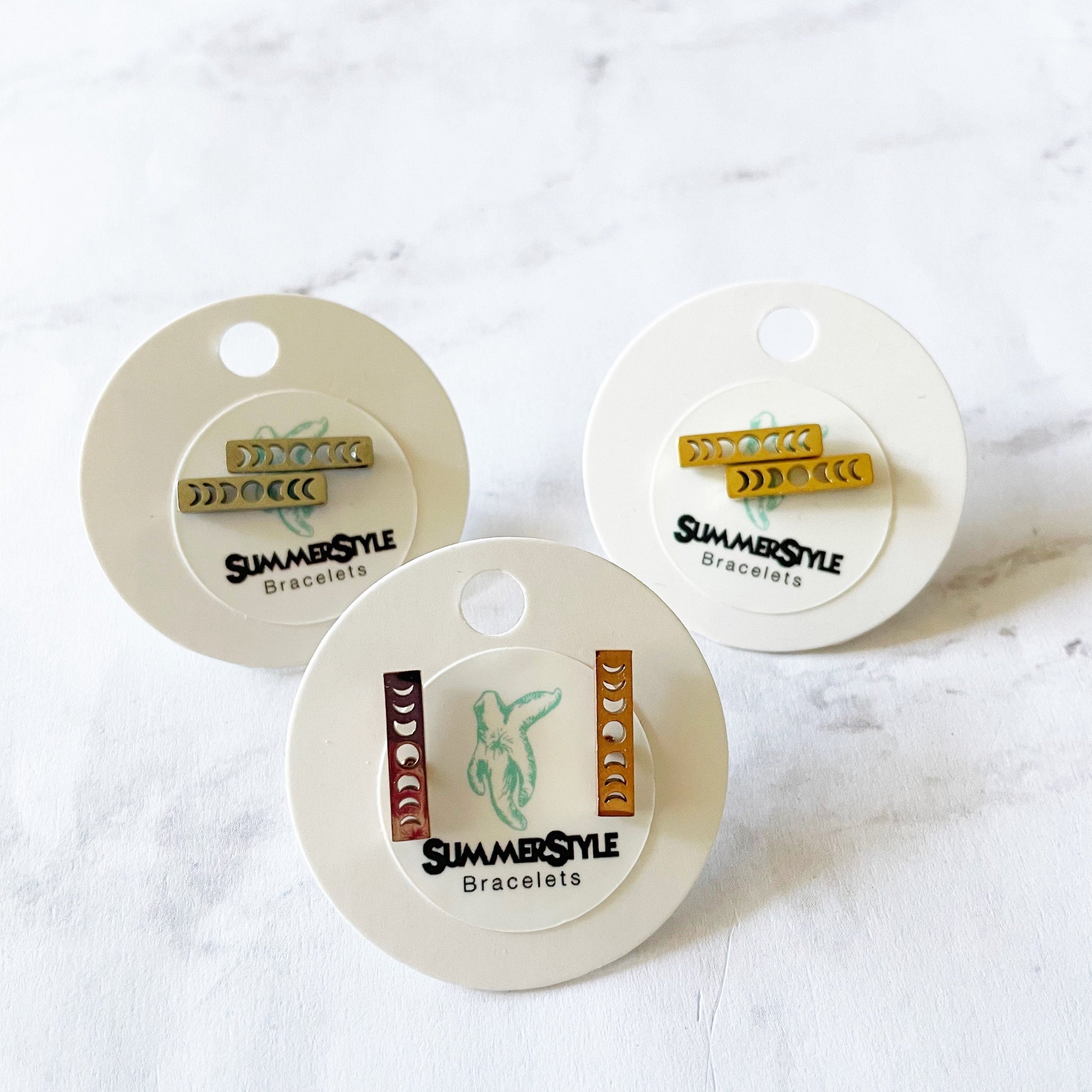 Moon Phase Stud Earrings, Stainless Steel Earrings, Celestial Earrings, Halloween Earrings, SummerStyle Bracelets