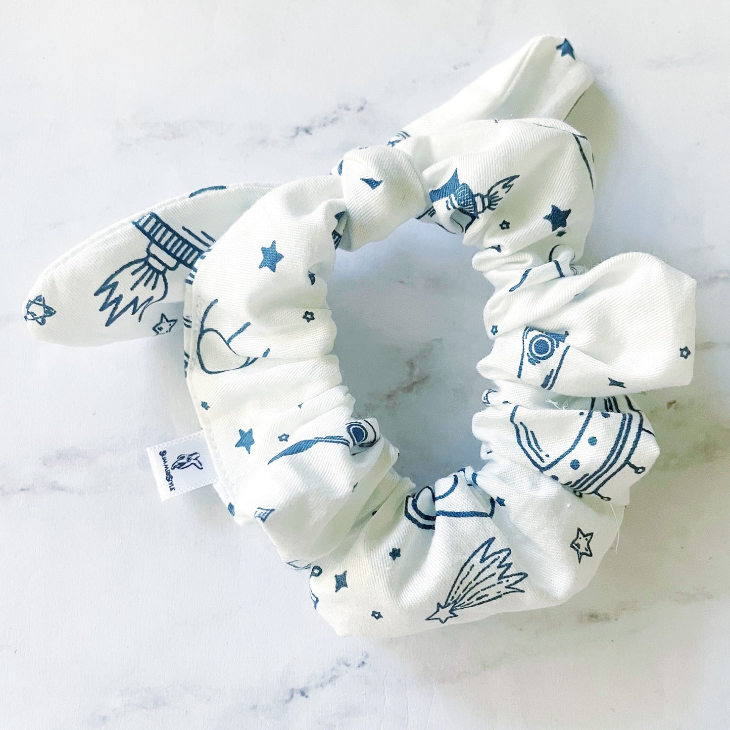 Rocket Ship Bow Scrunchie, Scrunched Bow Hair Tie, Bow Scrunchie, Hair Accessories, Moon & Stars Gift, SummerStyle Bracelets