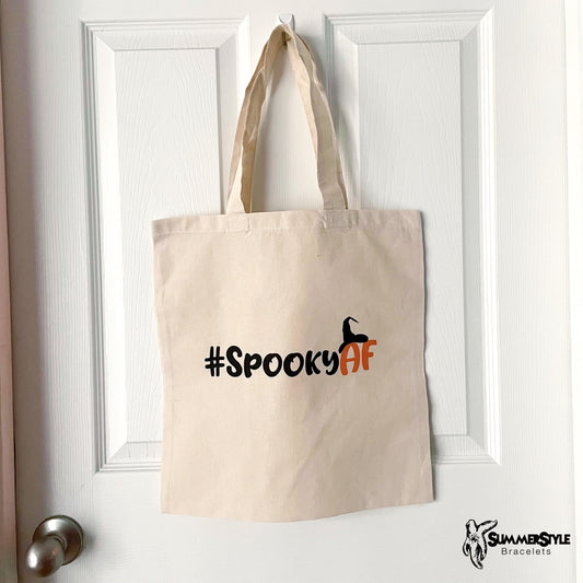 Spooky AF Classic Canvas Tote Bag, Fall Tote, Canvas Tote, Halloween Reusable Bag, SummerStyle Bracelets