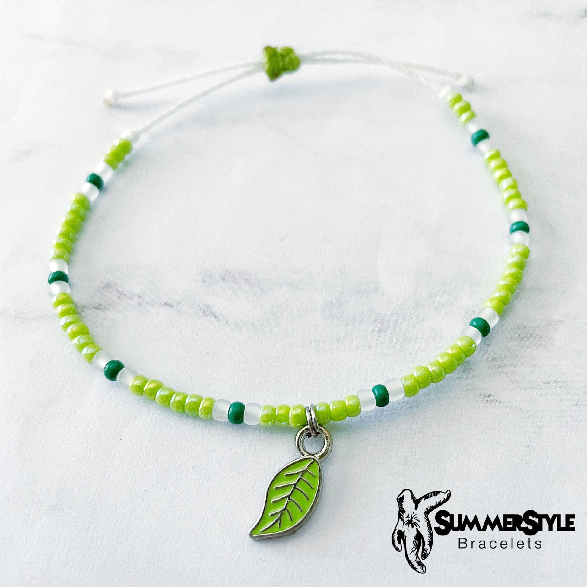 Leafy Green Adjustable Waterproof Bracelet Pack, Plant Gift, Plant Bracelet, Seed Bead Bracelet, SummerStyle Bracelets