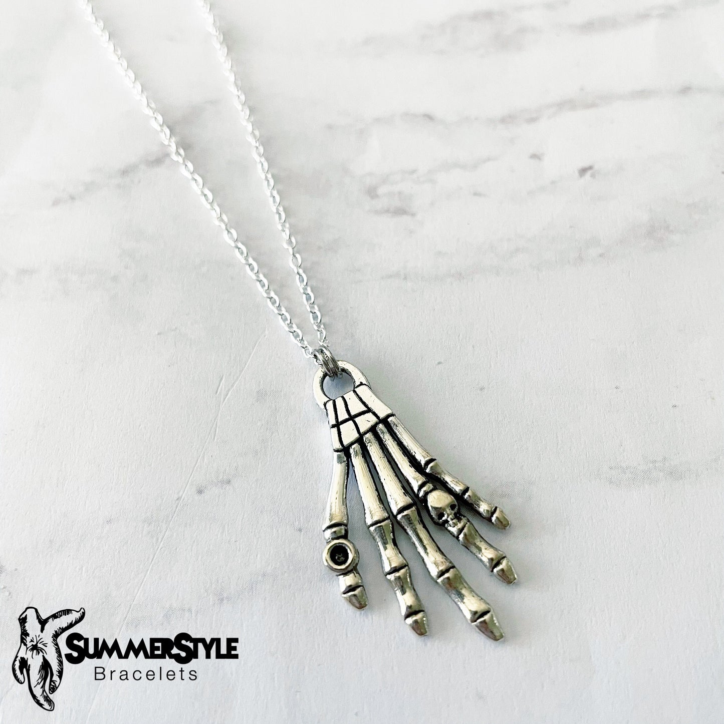 Skeleton Hand Necklace, Halloween Jewelry, Stainless Steel Chain Necklace, SummerStyle Bracelets