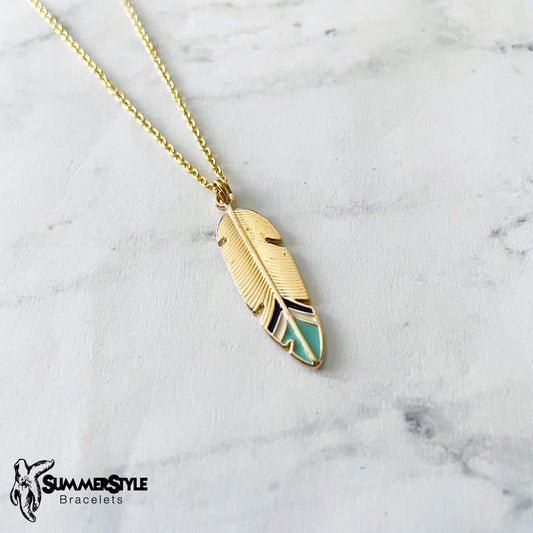 Gold Feather Charm Necklace, Feather Jewelry, Gold Chain Necklace, SummerStyle Bracelets