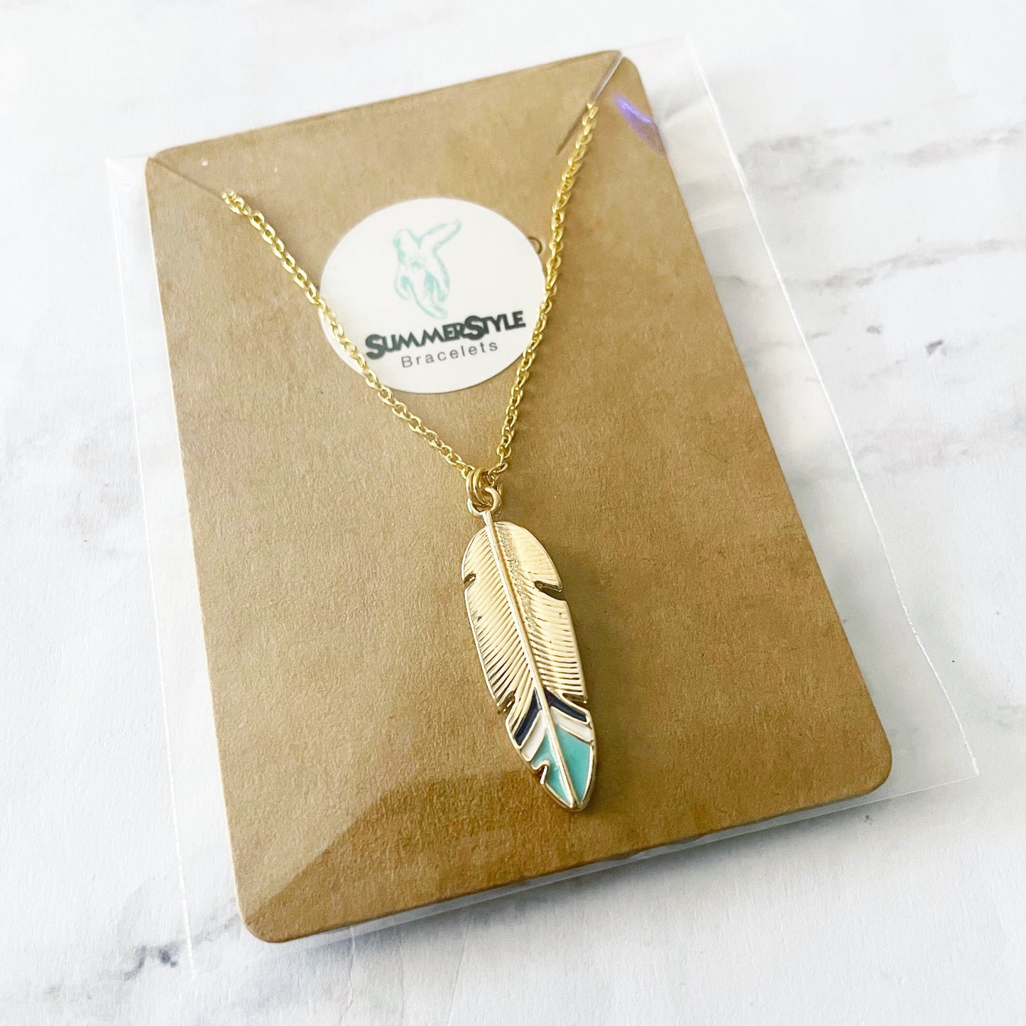 Gold Feather Charm Necklace, Feather Jewelry, Gold Chain Necklace, SummerStyle Bracelets