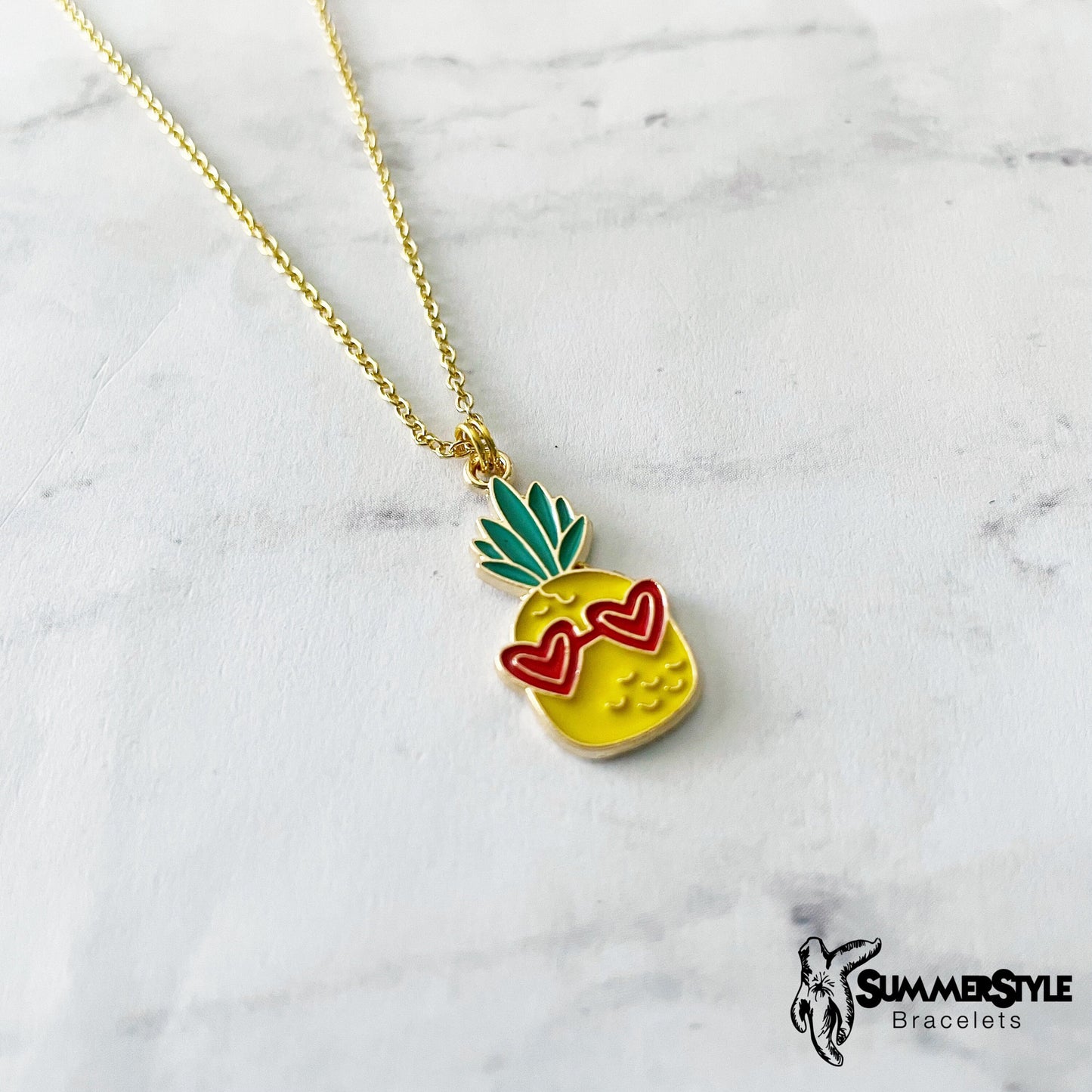 Pretty Pineapple Charm Necklace, Pineapple Jewelry, Gold Chain Necklace, SummerStyle Bracelets