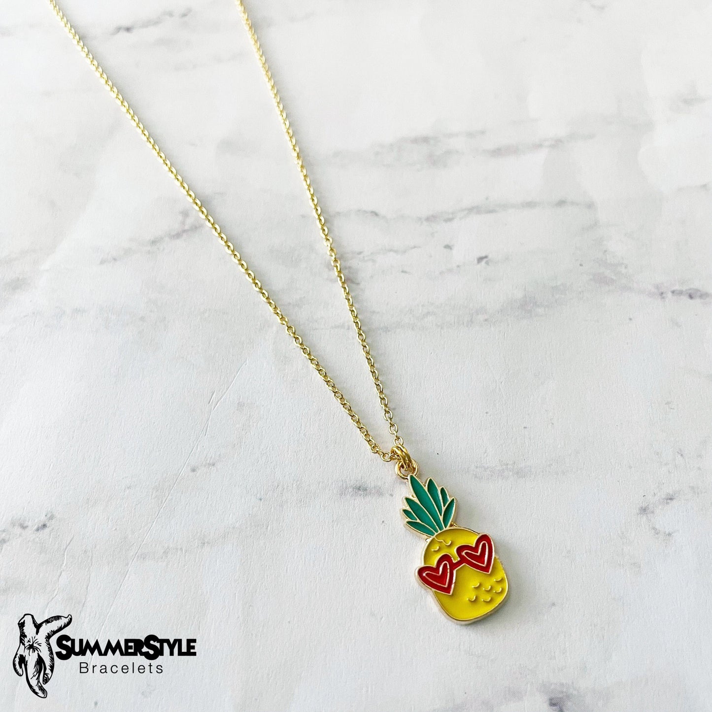 Pretty Pineapple Charm Necklace, Pineapple Jewelry, Gold Chain Necklace, SummerStyle Bracelets