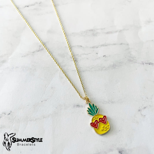 Pretty Pineapple Charm Necklace, Pineapple Jewelry, Gold Chain Necklace, SummerStyle Bracelets