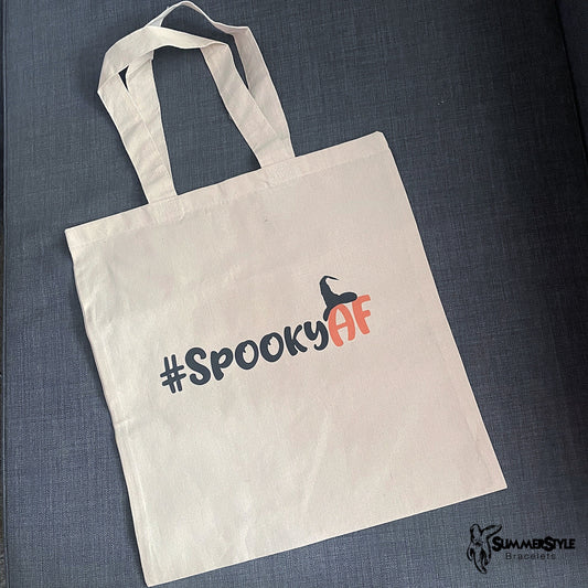 Spooky AF Classic Canvas Tote Bag, Fall Tote, Canvas Tote, Halloween Reusable Bag, SummerStyle Bracelets