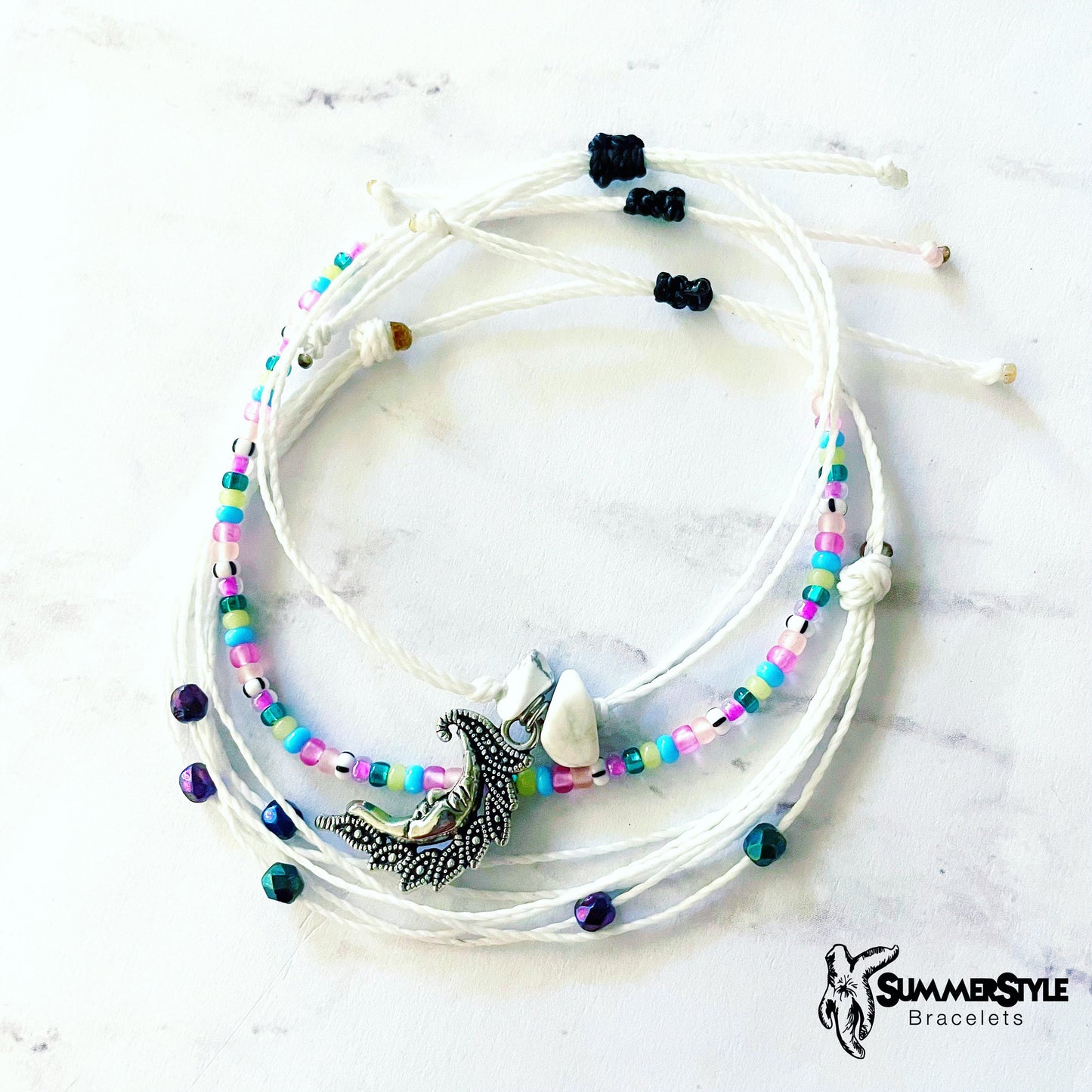 One of a Kind Silver Moon Adjustable Waterproof Bracelet Pack, Moon Bracelet, Moon Jewelry, SummerStyle Bracelets