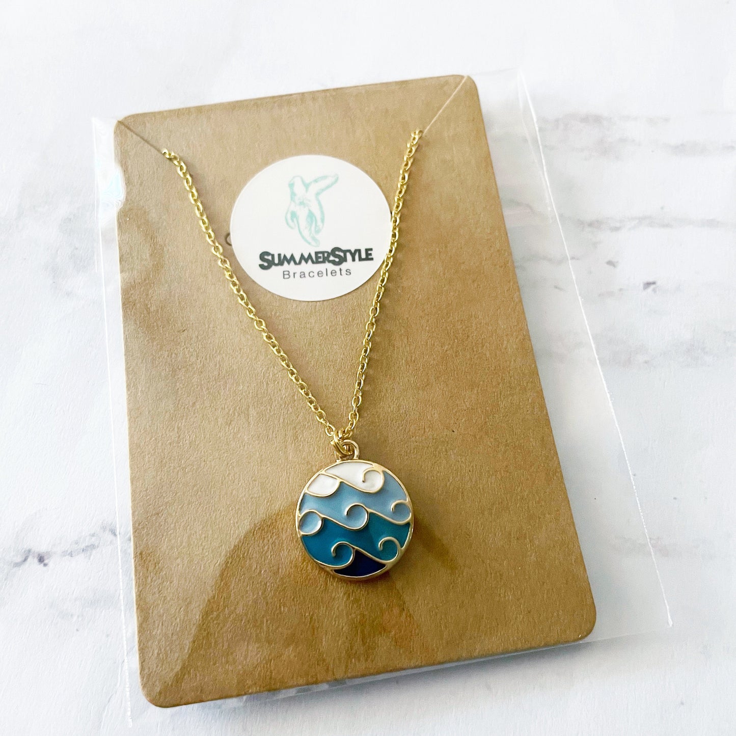 Surf the Waves Charm Necklace, Ocean Jewelry, Gold Chain Necklace, SummerStyle Bracelets