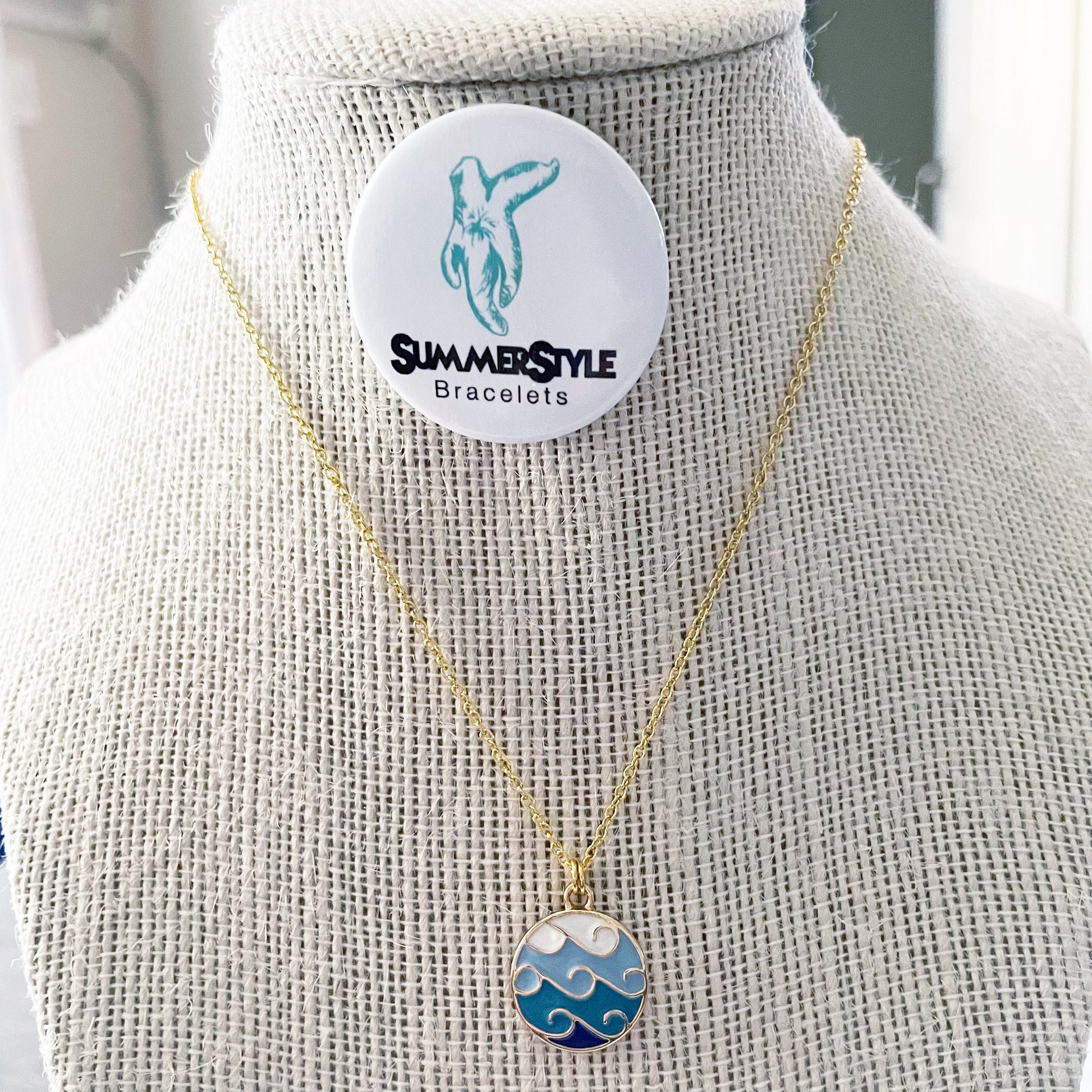 Surf the Waves Charm Necklace, Ocean Jewelry, Gold Chain Necklace, SummerStyle Bracelets