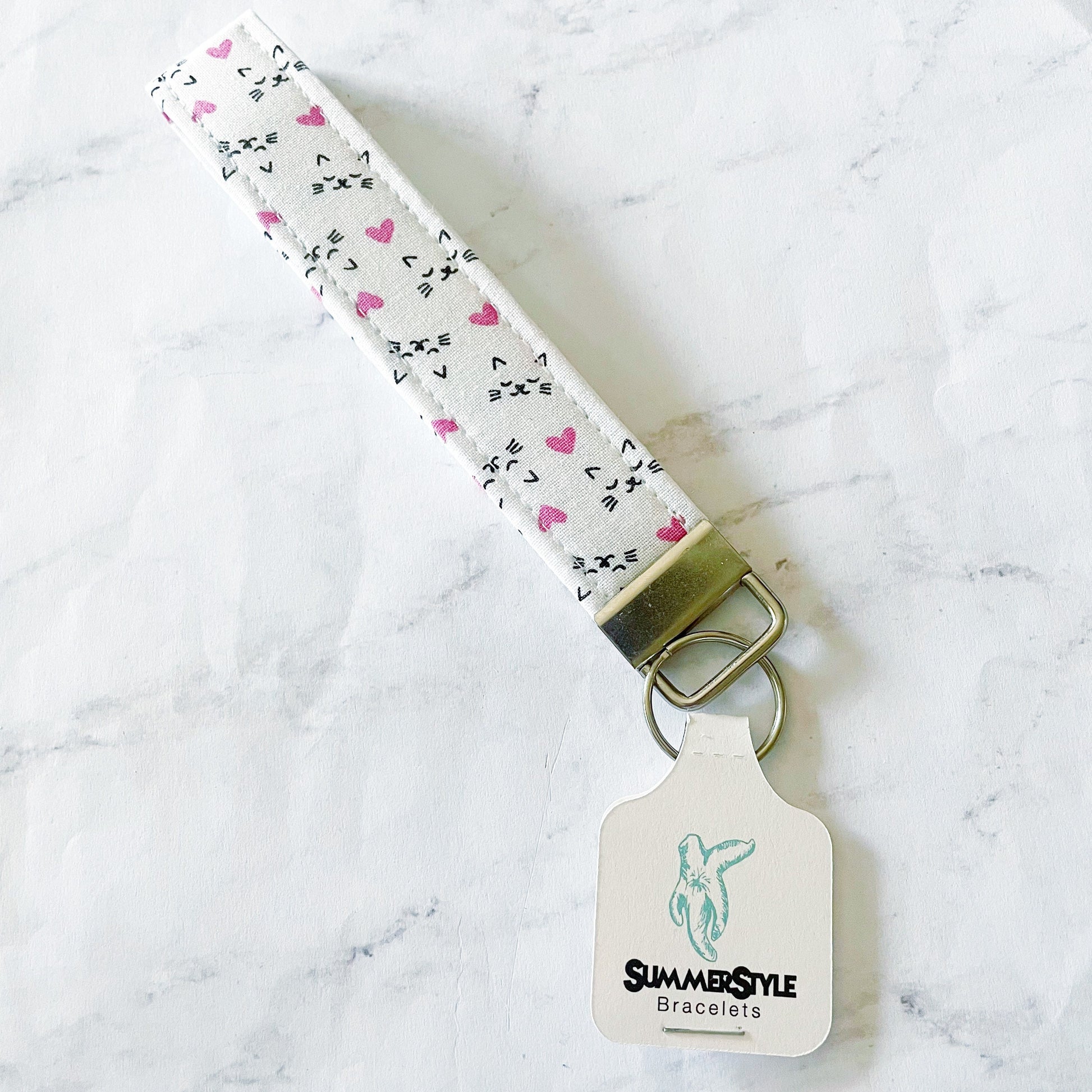 Kitten Key Fob Wristlet, 6.5in Wristlet Lanyard, Keychain Wristlet, Handmade Lanyard, SummerStyle Bracelets