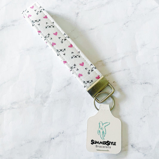Kitten Key Fob Wristlet, 6.5in Wristlet Lanyard, Keychain Wristlet, Handmade Lanyard, SummerStyle Bracelets