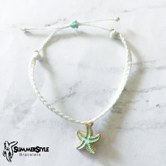 Mint Starfish Adjustable Waterproof Bracelet, Starfish Bracelet, Beach Jewelry, SummerStyle Bracelets