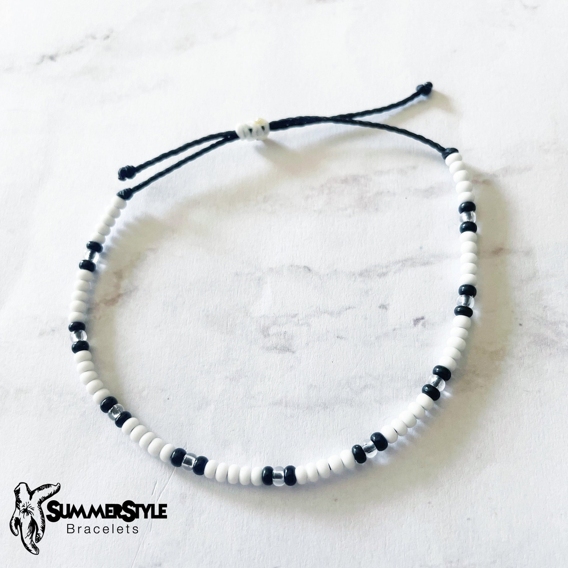 Black & White Yin Yang Flower Bracelet Set, Yin Yang Jewelry, Beaded Bracelets, SummerStyle Bracelets